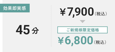 ご新規様限定価格 45分 ¥6,800(税込)
